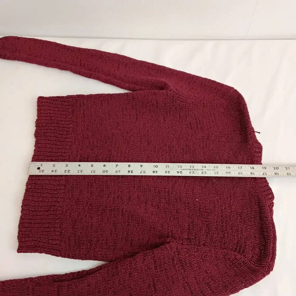 Lauren Ralph Lauren Cardigan Sweater Women's S Cropped Red Textured Knit #J5843